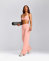 SoftMotion™ Straight Leg Pants with Gray Logo | Peach Orange