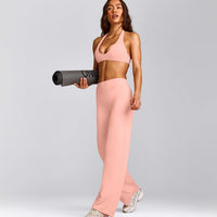 SoftMotion™ Straight Leg Pants with Gray Logo | Peach Orange