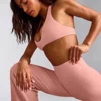 SoftMotion™ Straight Leg Pants with Gray Logo | Peach Orange