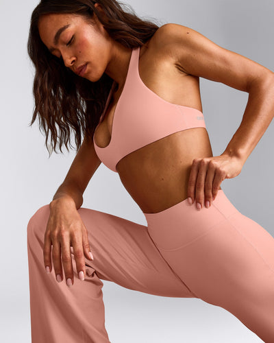 SoftMotion™ Straight Leg Pants with Gray Logo | Peach Orange
