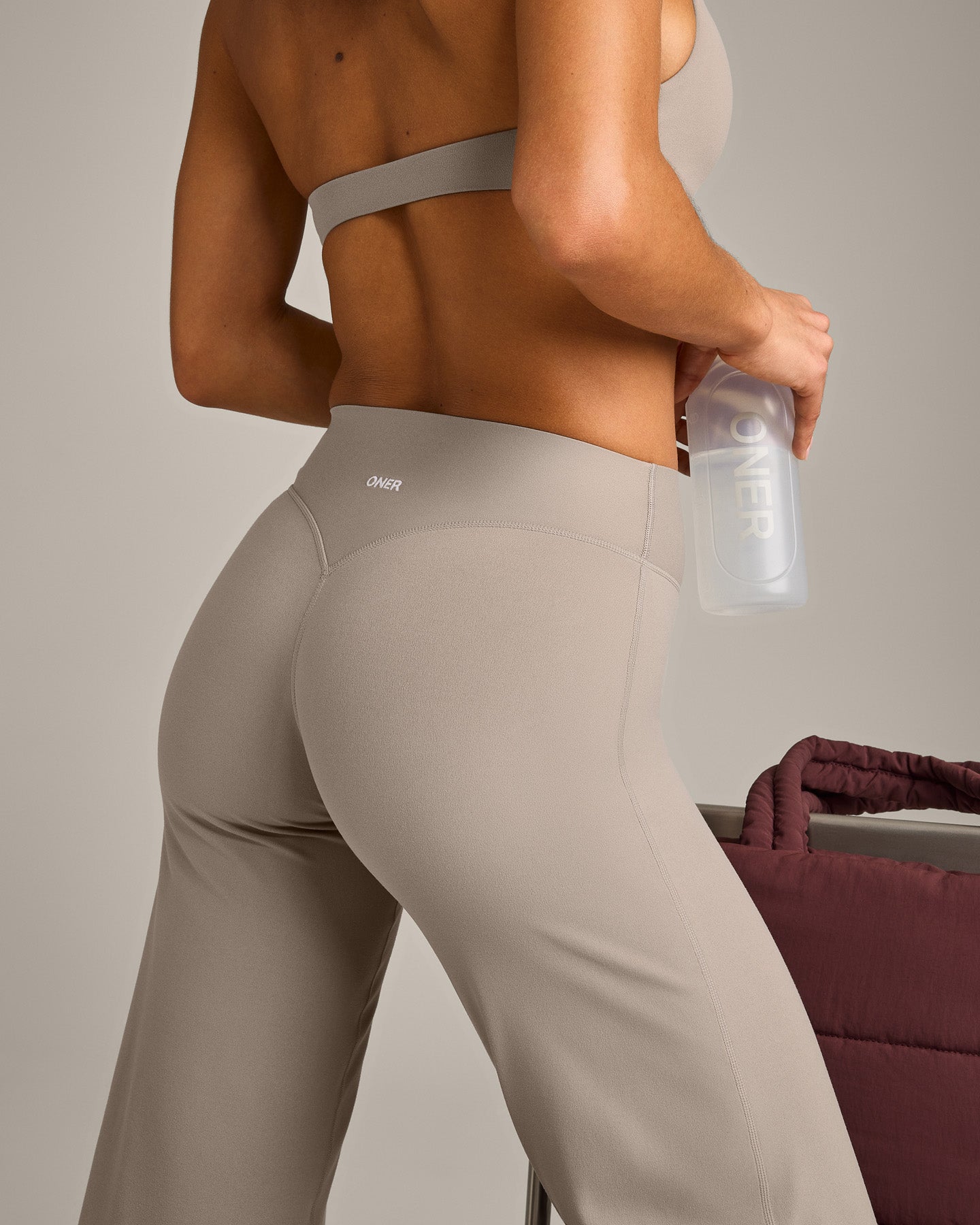 SoftMotion™ Straight Leg Pants with White Logo | Warm Sand
