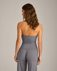 SoftMotion™ Strappy Halter Neck Tank Top with Built in Bra Shelf with Gray Logo | Ash Gray