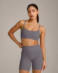 SoftMotion™ Strappy Sports Bra with Gray Logo | Ash Gray