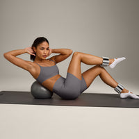 SoftMotion™ Strappy Sports Bra with Gray Logo | Ash Gray