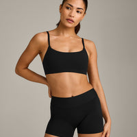 SoftMotion™ Strappy Sports Bra with Gray Logo | Black
