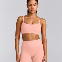 SoftMotion™ Strappy Sports Bra with Gray Logo | Peach Orange