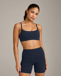 SoftMotion™ Strappy Sports Bra with Gray Logo | True Blue