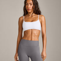 SoftMotion™ Strappy Sports Bra with Gray Logo | White