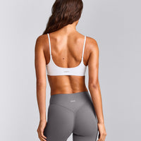 SoftMotion™ Strappy Sports Bra with Gray Logo | White