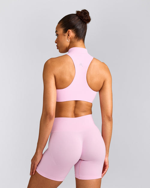 EasyLift™ Zip High Neck Sports Bra | Chalk Pink