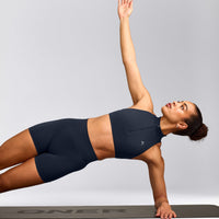 EasyLift™ Zip High Neck Sports Bra with Gray Logo | True Blue