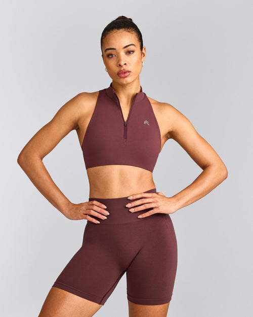 EasyLift™ Zip High Neck Sports Bra | Velvet Mocha
