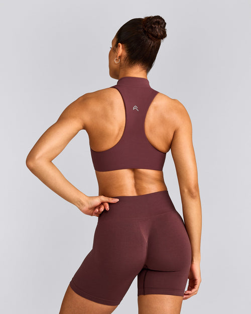 EasyLift™ Zip High Neck Sports Bra | Velvet Mocha