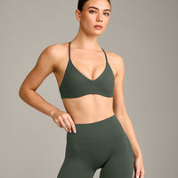 EasyLift™ Ultra Minimal Bralette with Gray Logo | Dark Khaki
