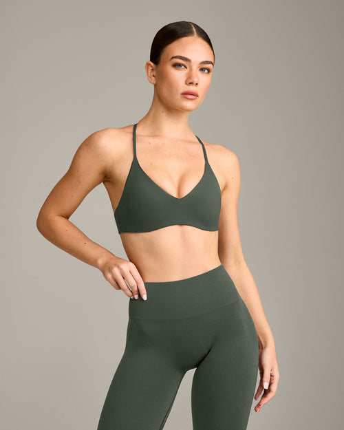 EasyLift™ Ultra Minimal Bralette with Gray Logo | Dark Khaki