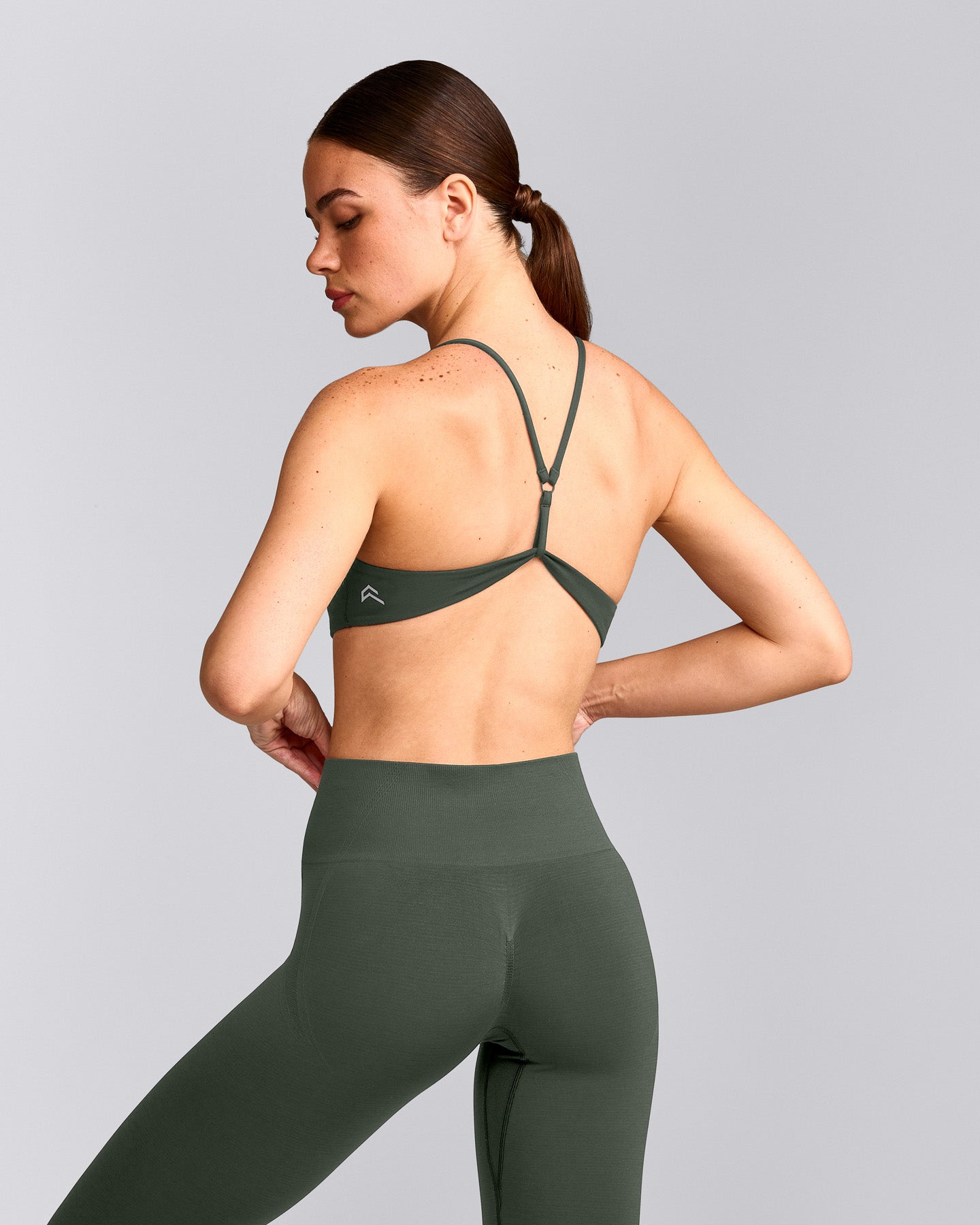 EasyLift™ Ultra Minimal Bralette with Gray Logo | Dark Khaki
