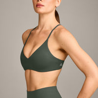 EasyLift™ Ultra Minimal Bralette with Gray Logo | Dark Khaki