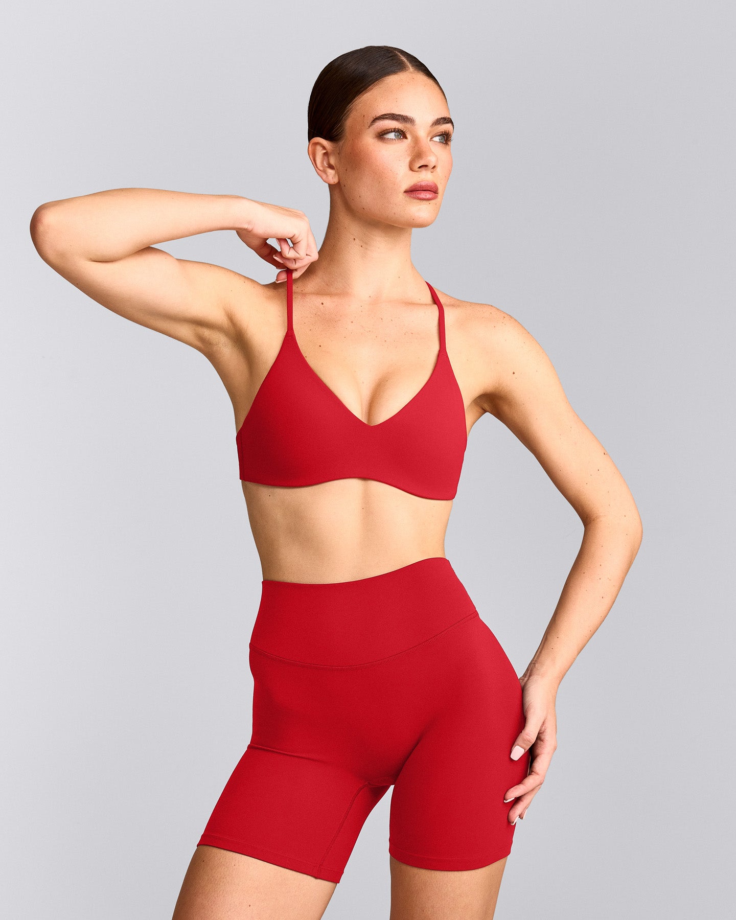 EasyLift™ Ultra Minimal Bralette with Gray Logo | Fiery Red