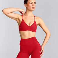 EasyLift™ Ultra Minimal Bralette with Gray Logo | Fiery Red