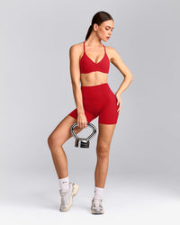EasyLift™ Ultra Minimal Bralette with Gray Logo | Fiery Red