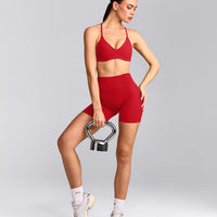 EasyLift™ Ultra Minimal Bralette with Gray Logo | Fiery Red