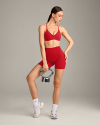 EasyLift™ Ultra Minimal Bralette with Gray Logo | Fiery Red