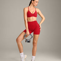 EasyLift™ Ultra Minimal Bralette with Gray Logo | Fiery Red