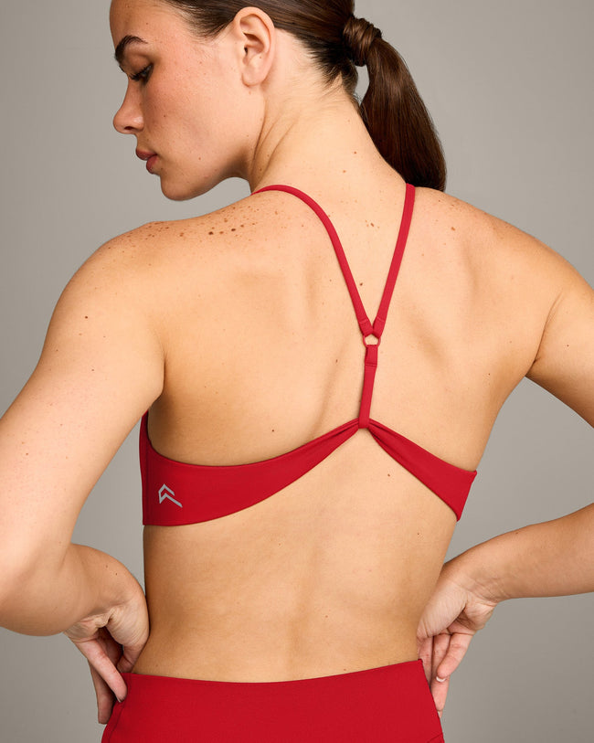 EasyLift™ Ultra Minimal Bralette with Gray Logo | Fiery Red