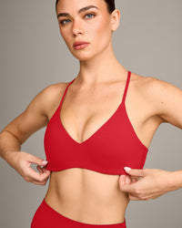 EasyLift™ Ultra Minimal Bralette with Gray Logo | Fiery Red