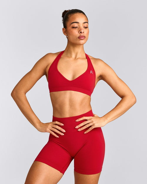EffortlessLift™ Seamless Halter Neck Sports Bra | Fiery Red