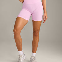 EffortlessLift™ Seamless Shorts with Gray Logo | Chalk Pink