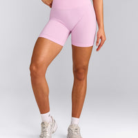 EffortlessLift™ Seamless Shorts with Gray Logo | Chalk Pink