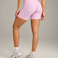 EffortlessLift™ Seamless Shorts with Gray Logo | Chalk Pink