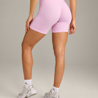 EffortlessLift™ Seamless Shorts with Gray Logo | Chalk Pink
