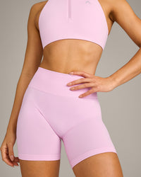 EffortlessLift™ Seamless Shorts with Gray Logo | Chalk Pink