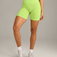 EffortlessLift™ Seamless Shorts with Gray Logo | Citrus Green
