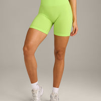 EffortlessLift™ Seamless Shorts with Gray Logo | Citrus Green