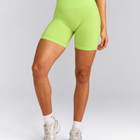 EffortlessLift™ Seamless Shorts with Gray Logo | Citrus Green
