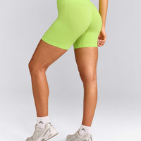 EffortlessLift™ Seamless Shorts with Gray Logo | Citrus Green