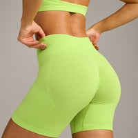 EffortlessLift™ Seamless Shorts with Gray Logo | Citrus Green