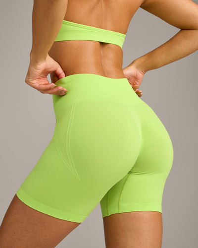 EffortlessLift™ Seamless Shorts with Gray Logo | Citrus Green