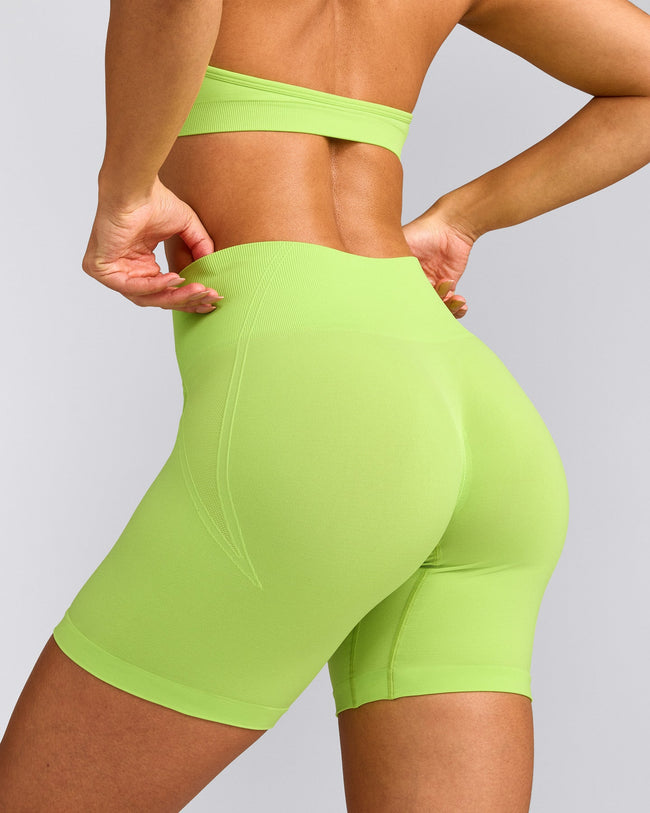 EffortlessLift™ Seamless Shorts with Gray Logo | Citrus Green