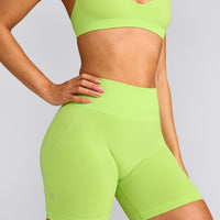 EffortlessLift™ Seamless Shorts with Gray Logo | Citrus Green