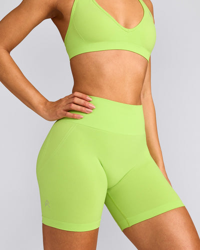 EffortlessLift™ Seamless Shorts with Gray Logo | Citrus Green