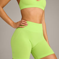 EffortlessLift™ Seamless Shorts with Gray Logo | Citrus Green