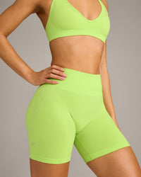 EffortlessLift™ Seamless Shorts with Gray Logo | Citrus Green