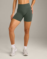 EffortlessLift™ Seamless Shorts with Gray Logo | Dark Khaki