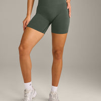 EffortlessLift™ Seamless Shorts with Gray Logo | Dark Khaki