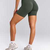 EffortlessLift™ Seamless Shorts with Gray Logo | Dark Khaki