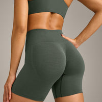 EffortlessLift™ Seamless Shorts with Gray Logo | Dark Khaki